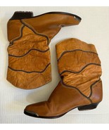 Vintage Zodiac Leather Women’s Cowboy Boots Made in USA Slouch Size 8.5 - $54.70 CAD