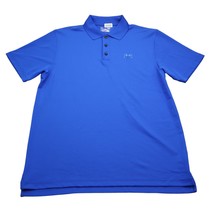 Under Armour Polo Shirt Mens L Athletic Blue Stretch Workout Heat Gear - $18.69