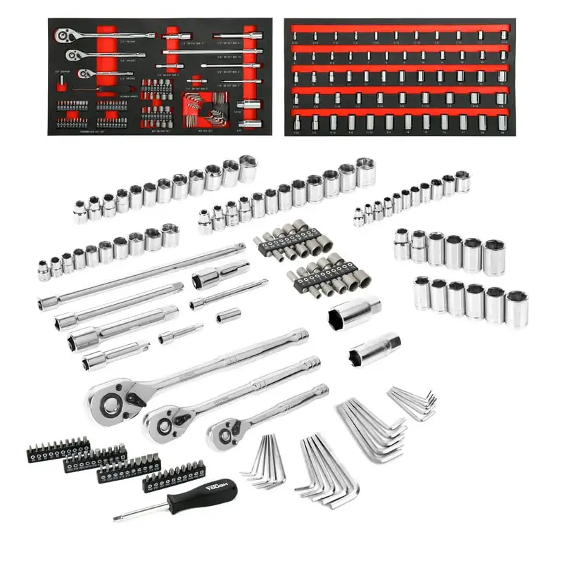 Tool Set, 1/4-inch, 3/8-inch, 1/2-inch Drive Ratchets and , Storage Trays - $147.78