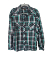 Helix Shirt Athletic Fit Men 2XL L/S Western Plaid Black Blue Snap Cowboy - $25.39 CAD