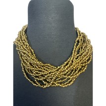 Multi  Strand Gold Colored Seed Bead Necklace - £15.07 GBP