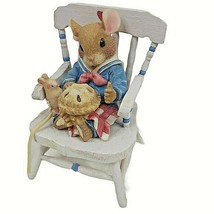 Vintage Little Jack Horner Mouse with Pie on Wood Chair Enesco Figurine 1995 LE - £14.92 GBP