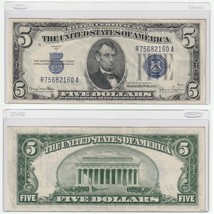 Rare 1934 D $5 Five Dollar United States Silver Certificate Blue Seal Bill - $42.06