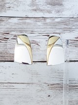 Vintage Napier Clip On Earrings Elongated Gold Tone &amp; Silver Tone *Some Scuffs* - £8.78 GBP