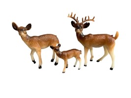 Vintage Plastic Deer Family Figurines Set 3 Collectible - $15.17