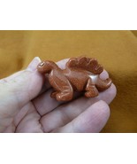 (Y-DIN-ST-568) Orange Goldstone STEGOSAURUS dinosaur carving FIGURINE ge... - $27.42 CAD