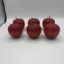 Red Apples 2” x 2”  Leather Stems Set Of 6 - £12.45 GBP