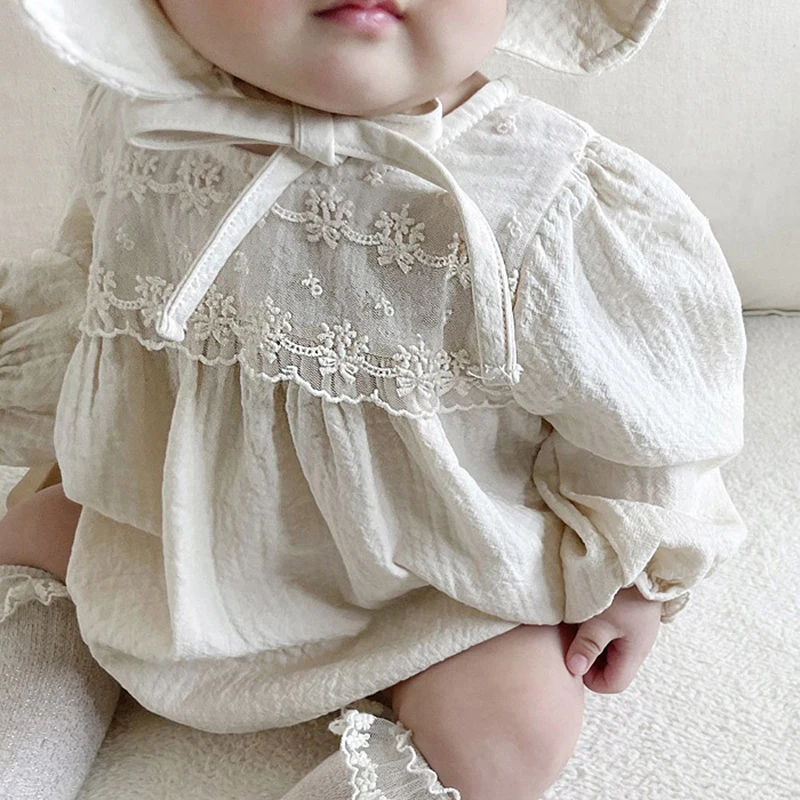 New Organic Cotton Romper Sister Outfit   Dress Sweet Round Neck One-piece Bodys - £62.12 GBP