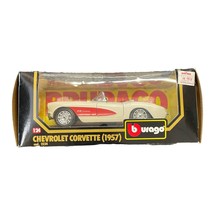 Burago 1957 Chevrolet Corvette Convertible White/Red #1524 1:24 Die Cast - £15.45 GBP