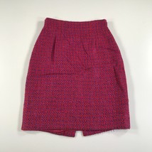 Vintage Carole Little Pencil Skirt Womens 8 Red Purple Knit Wool Blend High Rise - £18.27 GBP