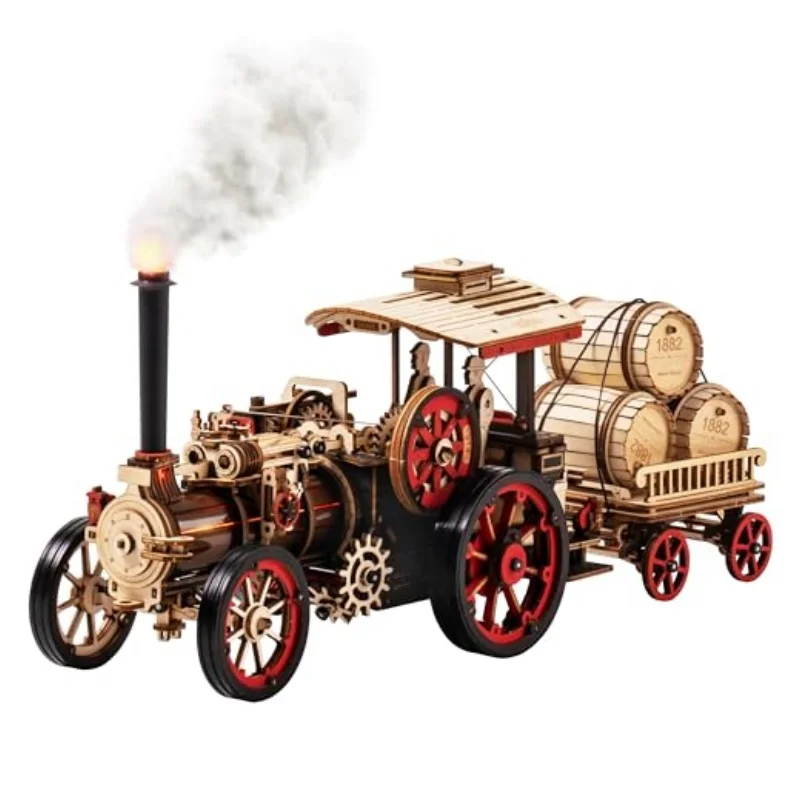 Robotime Rokr Car Model Building Kit 3D Wooden Puzzle Steam Kit 1:28  Me... - $95.00