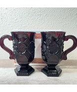 Set of 2 Vintage Avon 1876 Cape Cod Ruby Red Glass Mugs Pedestal Cups 4 ... - £15.76 GBP