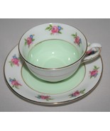 Taylor &amp; Kent Mint and Pink Rose Demitasse Cup &amp; Saucer Set #2651 - £21.78 GBP