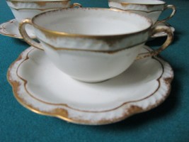 Haviland Limoges France 3 Cups And Saucers England White Gold Rim Original - £98.92 GBP