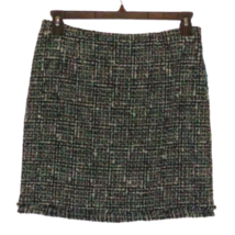 New Nine West Black White Boucle Mini Short Skirt 8 Wool Blend Lined Fringe Hem - £4.72 GBP