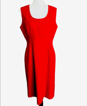 Talbots Dress 10 Petite Sleeveless Italian Wool Stretch Sheath Red FLAWS - $19.79