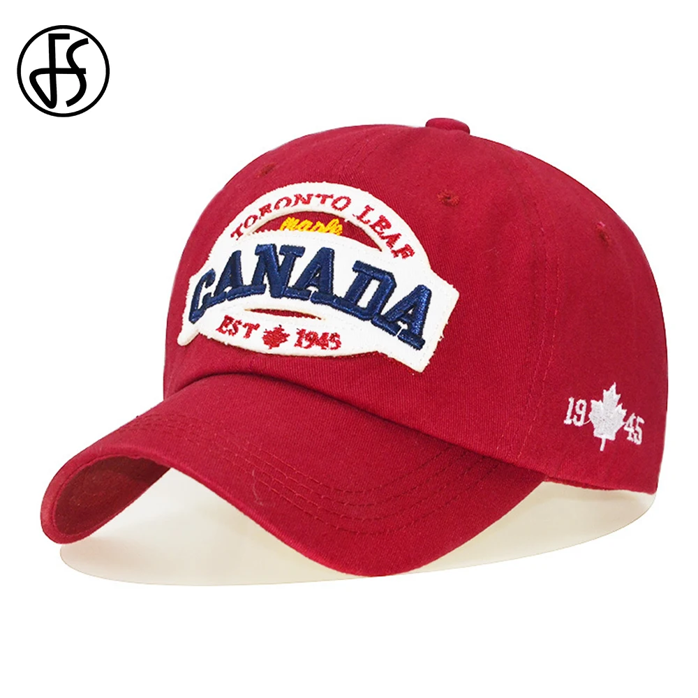 FS White Red Maple Leaf Canada Baseball Caps For Men Streetwear Women Dad Cap - £10.92 GBP