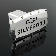 Brand New Silverado Silver Tow Hitch Cover Plug Cap 2&#39; Trailer Receiver Engraved - £39.05 GBP