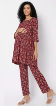 Trendy Feeding Zip Maternity Top &amp; Bottom Night Dress / Maternity Kurta Dress - £33.74 GBP