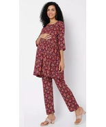 Trendy Feeding Zip Maternity Top &amp; Bottom Night Dress / Maternity Kurta ... - €35,90 EUR
