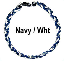 3 Rope Tornado Braided Twist Baseball Softball Necklace 18&quot; 20&quot; Navy Blue White - £7.23 GBP