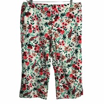 Calvin Klein Highline Cropped Capri Pants 18 White Floral High Rise Butt... - $27.84