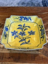 Vintage Porcelain Chinese Jardiniere Yellow With Cobalt Blue UW1897 Bowl... - $74.25