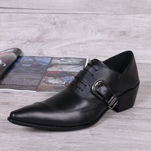 Classic Black Male Plus Size Pointed Toe Brogue Shoes Business Formal Men Bukle  - £196.39 GBP