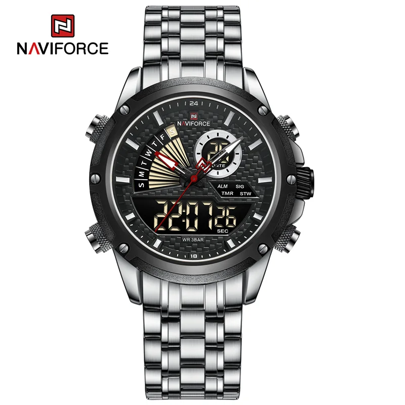   Watches For Men Waterproof Alarm Military Sports Watch LCD Dual Display Quartz - £35.36 GBP