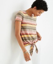 Madewell Texture &amp; Thread Modern Tie- Front Top in Kieran Stripe Size M - £13.01 GBP