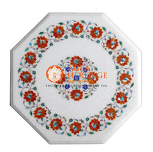 18&quot; Marble Inlay Coffee Center Table Top Carnelian Lapis Multi Inlay Stone H016 - £559.29 GBP