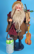 Christmas Decor Santa Doll with Violin 19&quot; Old World Style Free Standing  1990s - £25.98 GBP