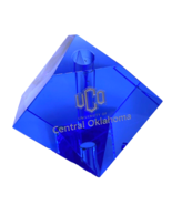 UCO Paperweight Pen Holder Blue Heavy Glass University of Central Oklaho... - $46.39