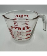 Pyrex 1 Cup Glass Measuring Cup Red Print USA Vintage 1980s Kitchen Tool - $15.95