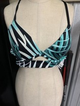 Pink Victorias Secret Black and Green Floral Padded Bikini Top Tie Back ... - $7.48