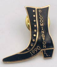 Vintage 1990 Bloomington Illinois Black Witch Boot Enamel Pin 1&quot; x 1&quot; - $9.49