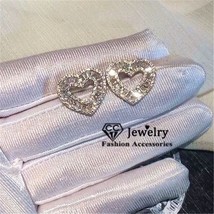Stud Earrings For Women S925 Silver Needle Heart Cubic Zirconia AAA Ear Studs We - £17.92 GBP