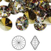 12mm Crystal Peacock Eye Swarovski Chaton Rivoli Beads 1122, 4, golden w... - £5.50 GBP