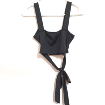 Shein Tie Back Bralette Unpadded Cupless Crop Top Sz XS Party Club Summer Black - £5.19 GBP