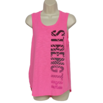 Xersion Womens Relaxed Fit Athletic Tank Top Small Pink Strength Spell Out  - $21.78