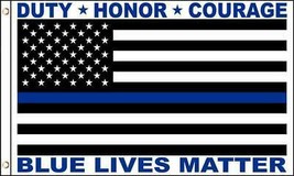 BLUE LIVES MATTER THIN BLUE LINE 3 X 5 FLAG 3x5 FL730 police honor pride... - £5.18 GBP