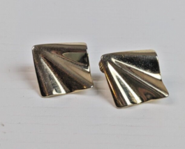 Vintage gold tone clip on earrings crinkled diamond shape geometric 70/80s style - £3.94 GBP