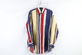 Vtg 90s Nautica Mens Small Faded Rainbow Striped Color Block Button Shirt USA - £34.75 GBP