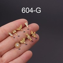 1PC Stainless Steel Rose Flower Bee Stud Earrings for Women Barbell Helix Daith  - £8.64 GBP