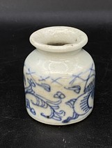 Antique 19th Century Qing Dynasty Blue and White Porcelain Inkwell READ - £83.19 GBP