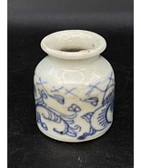 Antique 19th Century Qing Dynasty Blue and White Porcelain Inkwell READ - $106.91