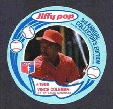 St Louis Cardinals Vince Coleman 1988 Jiffy Pop Collector&#39;s Edition Discs #7 ! - £0.77 GBP