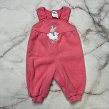 Vintage Baby B-Gosh Fleece Overalls Size 3-6 Months Pink Embroidered Bunny - £19.74 GBP