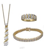Diamond Accent Pendant, Bracelet, and Ring Set Gold/Silver 8 - €32,59 EUR