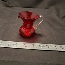 Vintage Pilgrim Ruby Red Blown Crackle Glass/Crystal Pitcher- Heavy for ... - £10.25 GBP